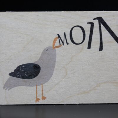 Holzkarte "Moin" - Möwe