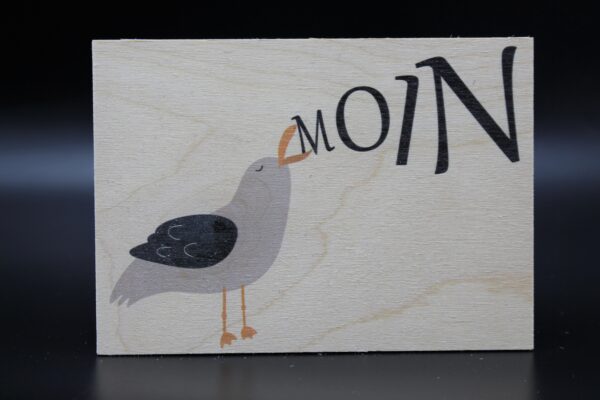 Holzkarte "Moin" - Möwe