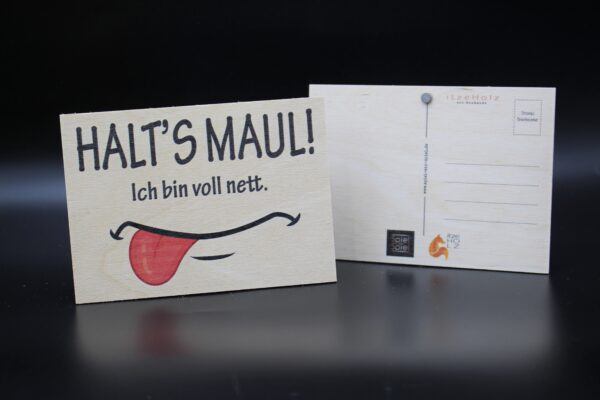 Holzkarte "Halt´s Maul" – Bild 2