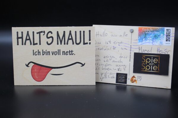 Holzkarte "Halt´s Maul" – Bild 3