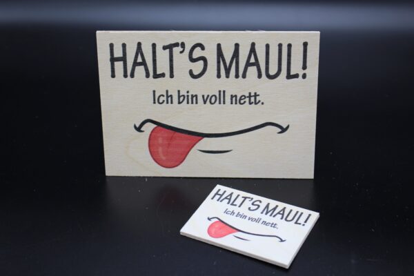 Holzkarte "Halt´s Maul" – Bild 4