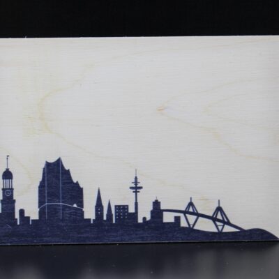 Holzkarte "Hamburg" - Skyline