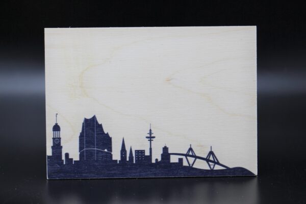 Holzkarte "Hamburg" - Skyline