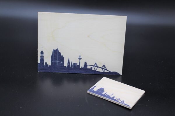 Holzkarte "Hamburg" - Skyline – Bild 4