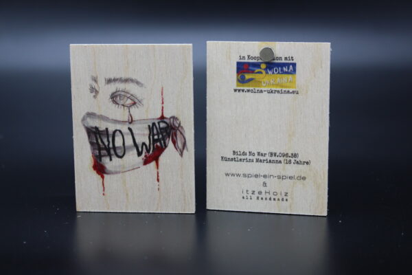 Holzmagnet "Die Kinder von Butscha" - No War – Bild 2