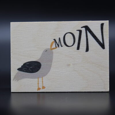 Holzmagnet "Moin" - Möwe
