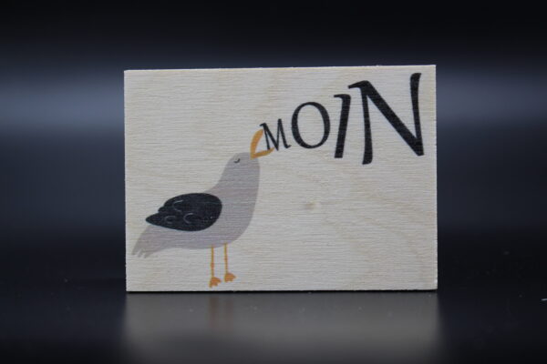 Holzmagnet "Moin" - Möwe