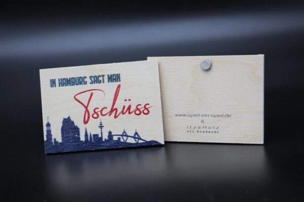 Holzmagnet „Hamburg“ – Tschüss – Bild 2