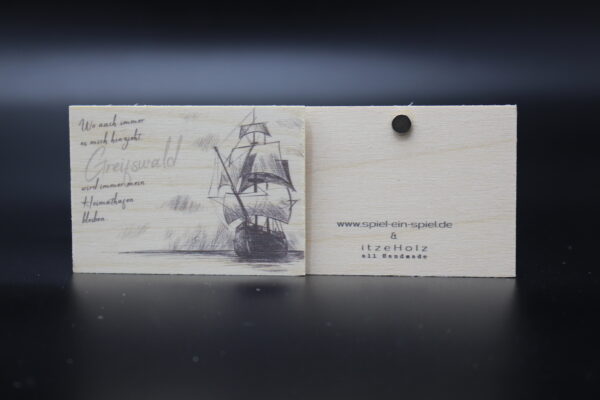 Holzmagnet „Greifswald“ – Heimathafen – Bild 2