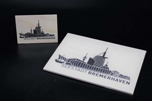 Holzmagnet „Bremerhaven“ – Skyline Havenwelten – Bild 3