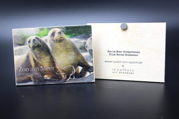Holzmagnet „Zoo am Meer Bremerhaven" - Seehunde – Bild 2