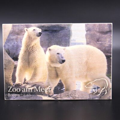 Holzkarte "Zoo am Meer Bremerhaven" - Eisbären - Motiv II