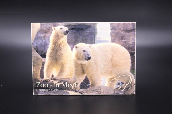 Holzkarte "Zoo am Meer Bremerhaven" - Eisbären - Motiv II