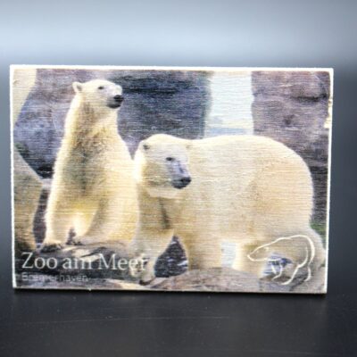 Holzmagnet „Zoo am Meer Bremerhaven" - Eisbären - Motiv II