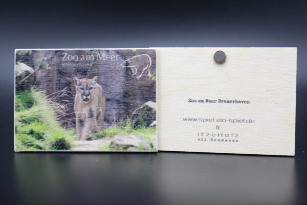 Holzmagnet „Zoo am Meer Bremerhaven" - Puma mit Schönheitsfehler – Bild 2